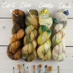 CYRIL AND FRIENDS - 4 variants of hand dyed yarns, fine merino Woolento