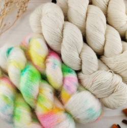 ROXANE knitting yarn set Woolento, hand dyed