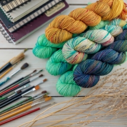 VERDI  knitting yarn set, hand dyed, Woolento 