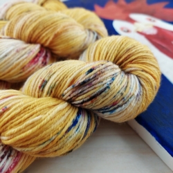 KAROL hand dyed fine sock yarn merino wool 8-ply Woolento yellow
