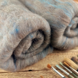 Brown / blue - mix wool art batt for spinning and felting, Woolento
