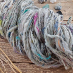 Hand Spun Wool Yarn #4 - merino and recycled yarns