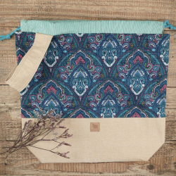 Knitting Project Bag, XL, blue