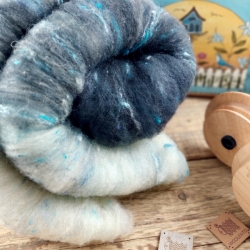 Art Batt No.7- merino wool with silk for spinning and felting