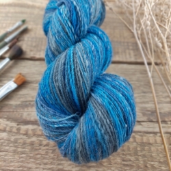 Hand Spun Wool  local slovak merino knitting yarn Woolento blue