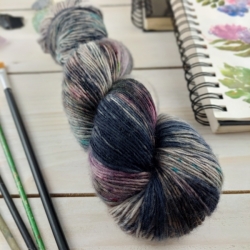 BERENIKA  - black - fine merino fingering, Woolento, hand dyed knitting yarn
