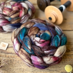 BEIGE MIX fibre roving merino with flax (linen)| Woolento