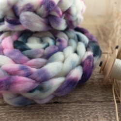 White purple pink wool roving for spinning felting slovak fine merino Woolento