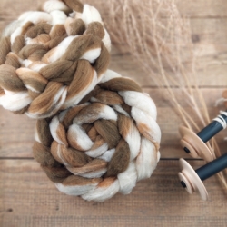 White brown wool roving for hand spinning slovak merino Woolento