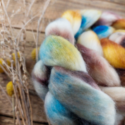 WHITE/ BROWN/ BLUE Corriedale wool roving | Woolento