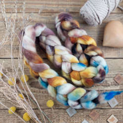 WHITE/ BROWN/ BLUE Corriedale wool roving | Woolento