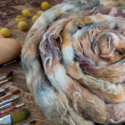 BÉŽOVÝ MIX 2  česanec merino a ľan | Woolento