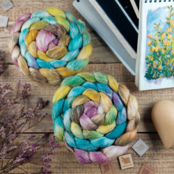 BÉŽOVÁ/ MODRÁ/ FIALKOVÁ česanec merino a ľan | Woolento