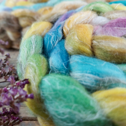 BÉŽOVÁ/ MODRÁ/ FIALKOVÁ česanec merino a ľan | Woolento