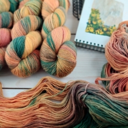 ručně barvená příze pro pletení merino fingering jednonitka Woolento - Celina