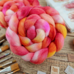 ČERVENÝ MIX merino fine, ručne farbený česanec | Woolento 