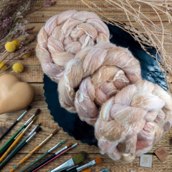 CLOUD PINK  česanec merino a ľan | Woolento