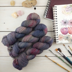 hand dyed speckled sock knitting yarn Woolento Demi