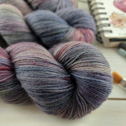 hand dyed speckled sock knitting yarn Woolento Demi