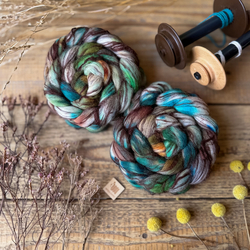 EMERALD MIX fibre roving merino with flax (linen)| Woolento
