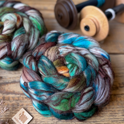 EMERALD MIX fibre roving merino with flax (linen)| Woolento