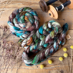 EMERALD MIX fibre roving merino with flax (linen)| Woolento