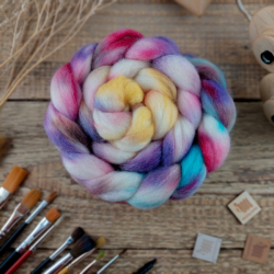 STARORŮŽOVÁ/ ŽLUTÁ/ MODRÁ ručně barvené rouno | Woolento 