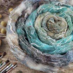 ŠEDÁ/ HNEDÁ/ TEAL česanec merino a ľan | Woolento