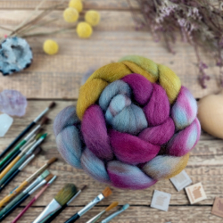 ŠEDÁ/ MED/ VÍNO  česanec merino a kid mohér | Woolento