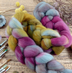 ŠEDÁ/ MED/ VÍNO  česanec merino a kid mohér | Woolento