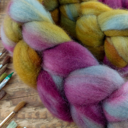 ŠEDÁ/ MED/ VÍNO  česanec merino a kid mohér | Woolento