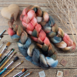 BROWN/ GREY/ SALMON hand dyed wool Corriedale | Woolento