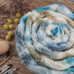 SLONOVINA/ MODRÁ  česanec merino a ľan | Woolento