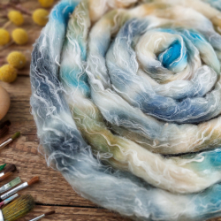 SLONOVINA/ MODRÁ  česanec merino a ľan | Woolento