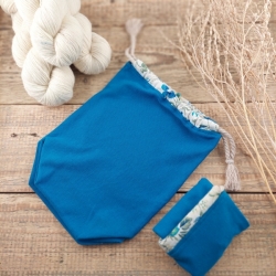 Small blue knitting project bag