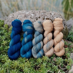 MODRÝ FADE SET, ručne farbená merino priadza | Woolento