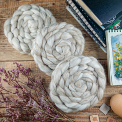 PRÍRODNÁ česanec merino vlna a ľan | Woolento