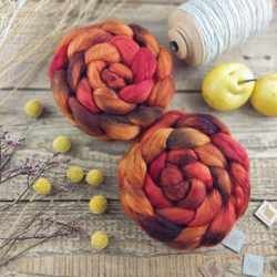 ORANŽOVÁ/ HNEDÁ česanec merino a kid mohér | Woolento
