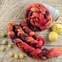 ORANŽOVÁ/ HNEDÁ česanec merino a kid mohér | Woolento