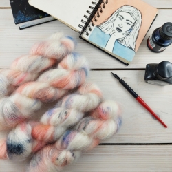 RENE fine super kid mohair knitting yarn with silk hand dyed Woolento