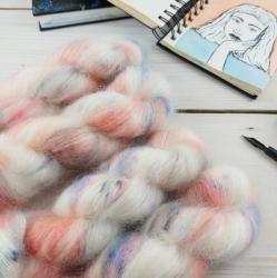 RENE fine super kid mohair knitting yarn with silk hand dyed Woolento