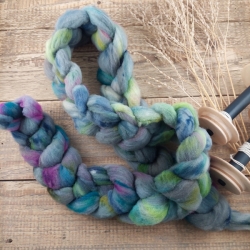 Gray graffiti woolento wool roving for spinning felting Slovakian merino 