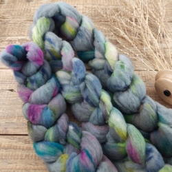 Gray graffiti woolento wool roving for spinning felting Slovakian merino 