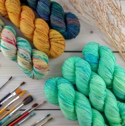 VERDI  knitting yarn set, hand dyed, Woolento 