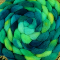 Česanec Woolento na pradenie plstenie slovenská vlna merino ručne farbená zelená modrá 