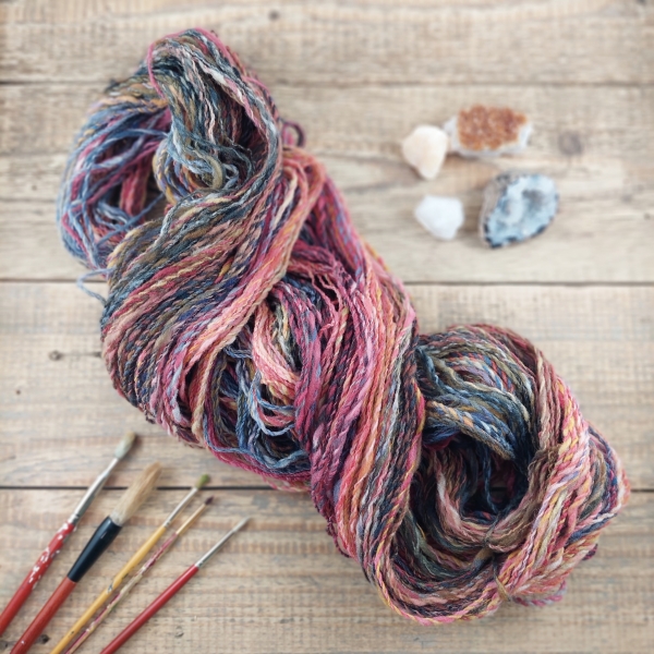 hand spun and dyed local slovak merino wool knitting yarn Woolento handmade grey red