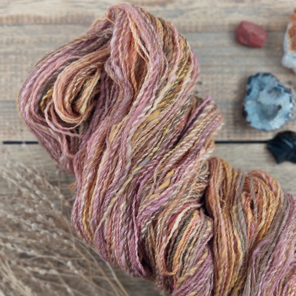 Hand Spun dyed Wool local slovak merino Woolento knitting Yarn brown pink