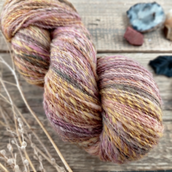 Hand Spun dyed Wool local slovak merino Woolento knitting Yarn brown pink