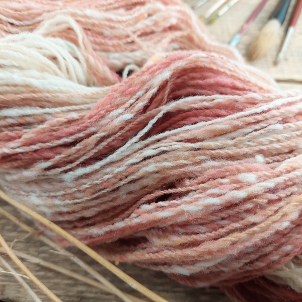Hand Spun dyed Wool local slovak merino Woolento knitting white salmon pink