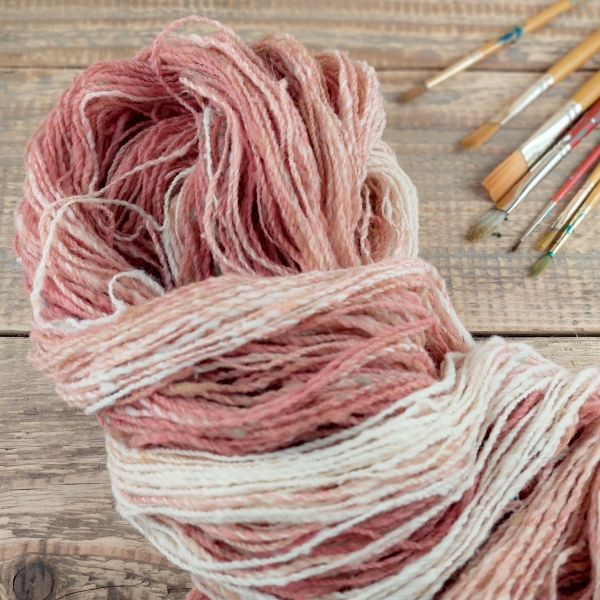 Hand Spun dyed Wool local slovak merino Woolento knitting white salmon pink